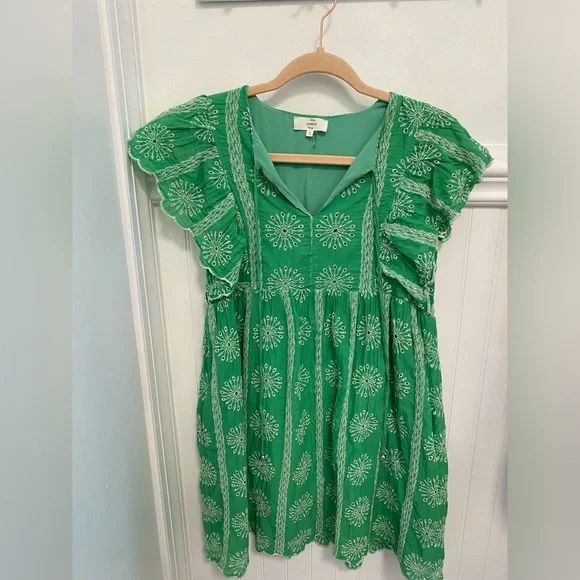 green embroidered mini dress Nura Embroidered Mini Dress XS
